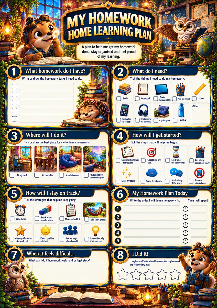 My Homework / Home Learning Plan